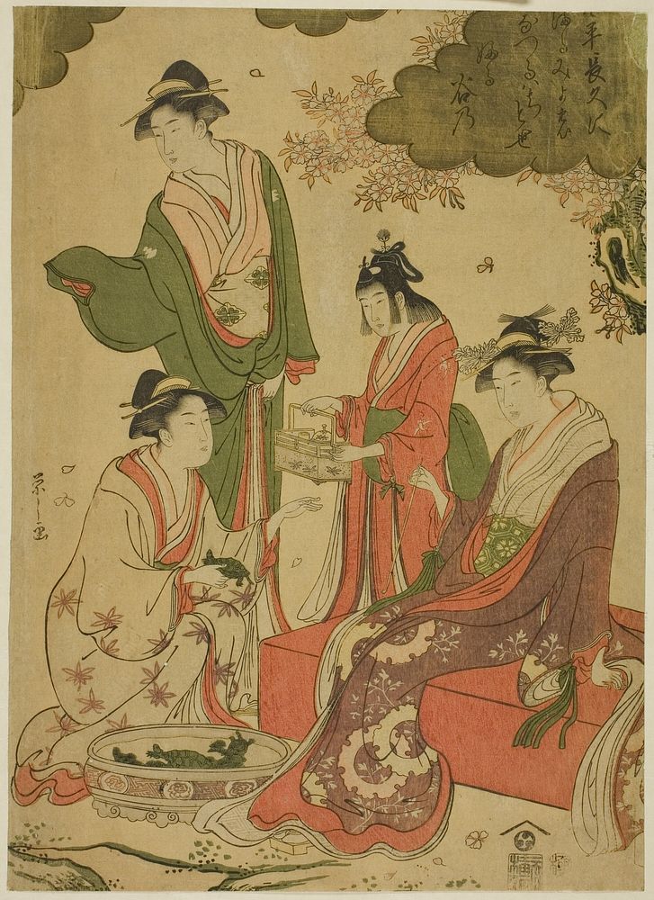 Women Viewing Cherry Blossoms by Chôbunsai Eishi