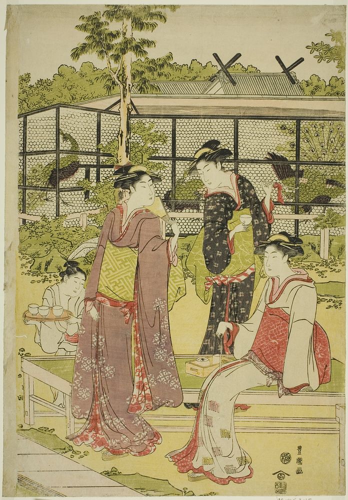 Women Visiting the Bird and Flower Teahouse (Kachojaya) by Utagawa Toyokuni I
