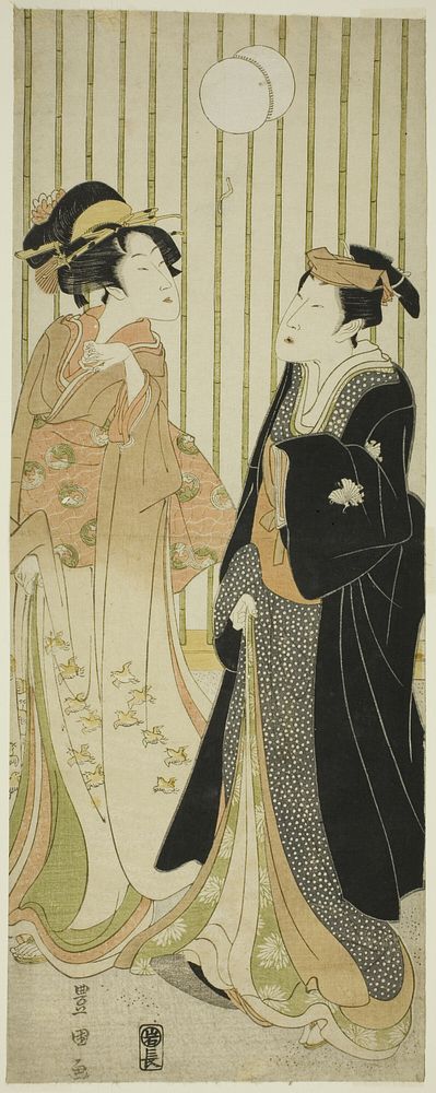 The actor Segawa Kikunojo and a young woman kicking a ball by Utagawa Toyokuni I