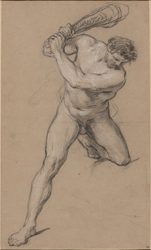 Hercules Raising his Club: Study for “Hercules and Cacus” by François Le Moyne