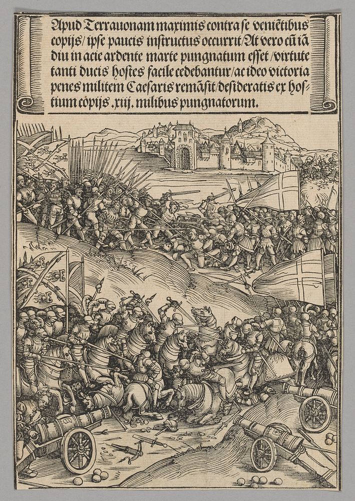 Battle of Guinegate, plate 4 from Historical Scenes from the Life of Emperor Maximilian I from the Triumphal Arch by Wolf…