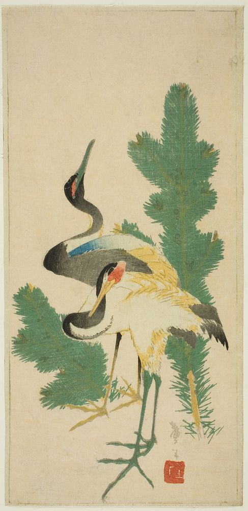 Pine and cranes by Katsushika Taito II