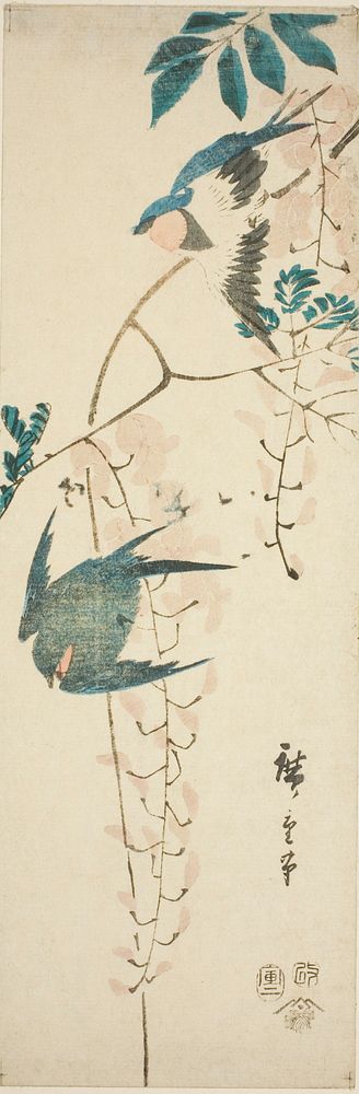 Swallows and wisteria by Utagawa Hiroshige