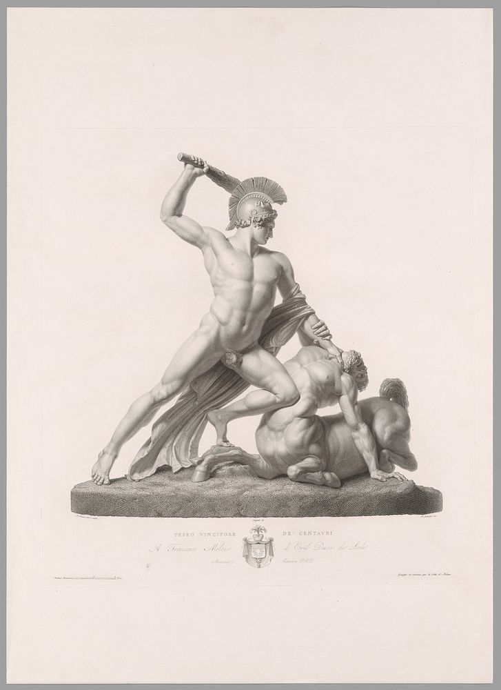 Theseus and Centaur, Front View, from Oeuvre de Canova by Antonio Canova