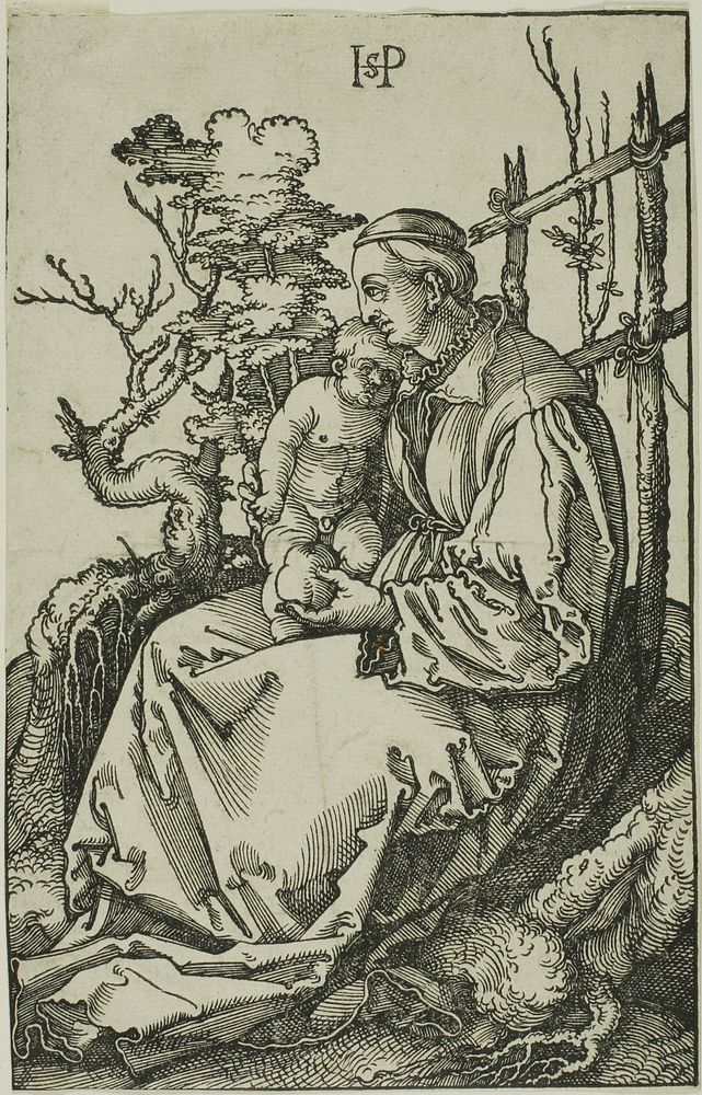 The Virgin with the Pear and Child on the Bank by Hans Sebald Beham