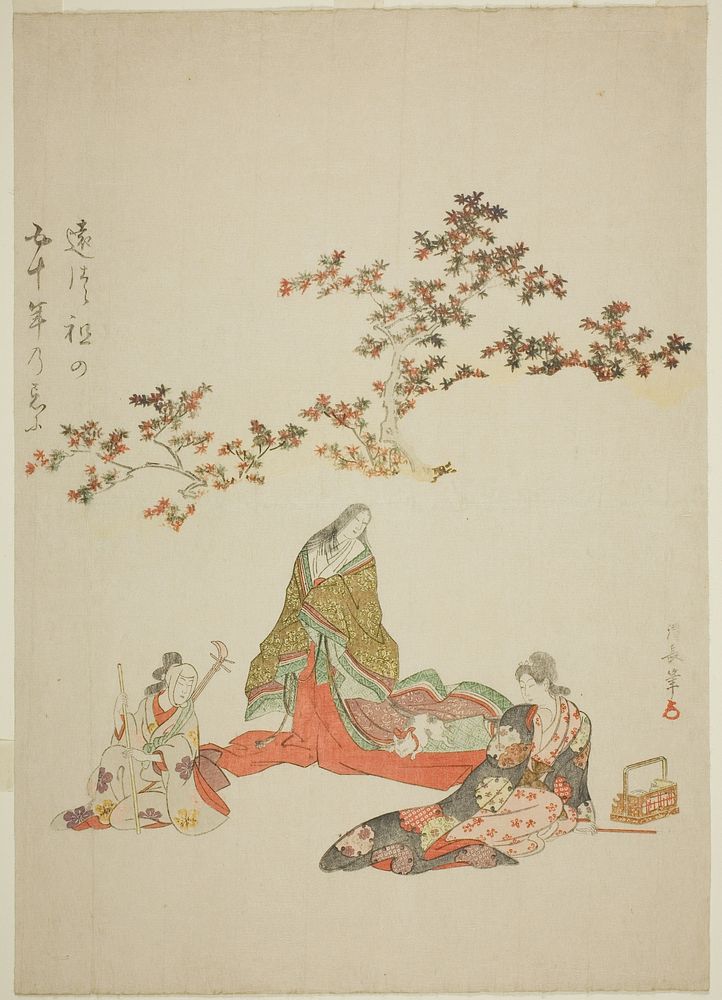 Surimono commemorating the 50th anniversary of the death of the actor Iwai Hanshiro III by Torii Kiyonaga