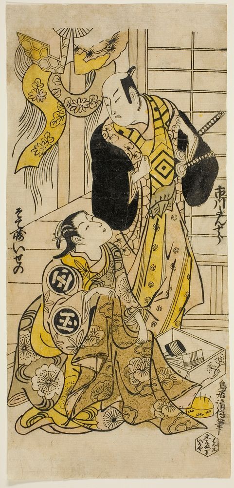 The Actors Ichikawa Danjuro II and Sodesaki Iseno I by Torii Kiyomasu II