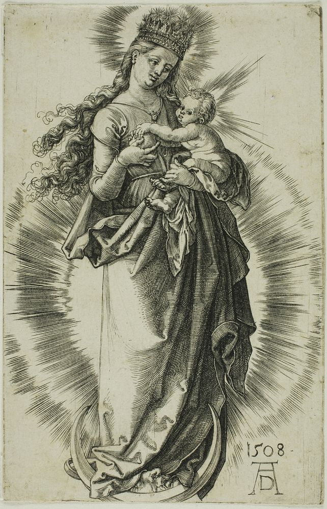 The Virgin on the Crescent with a Crown of Stars by Albrecht Dürer