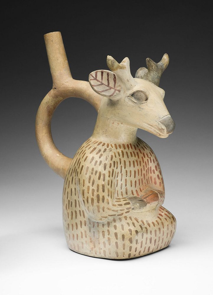 Vessel in the Form of a Deer Impersonator by Moche