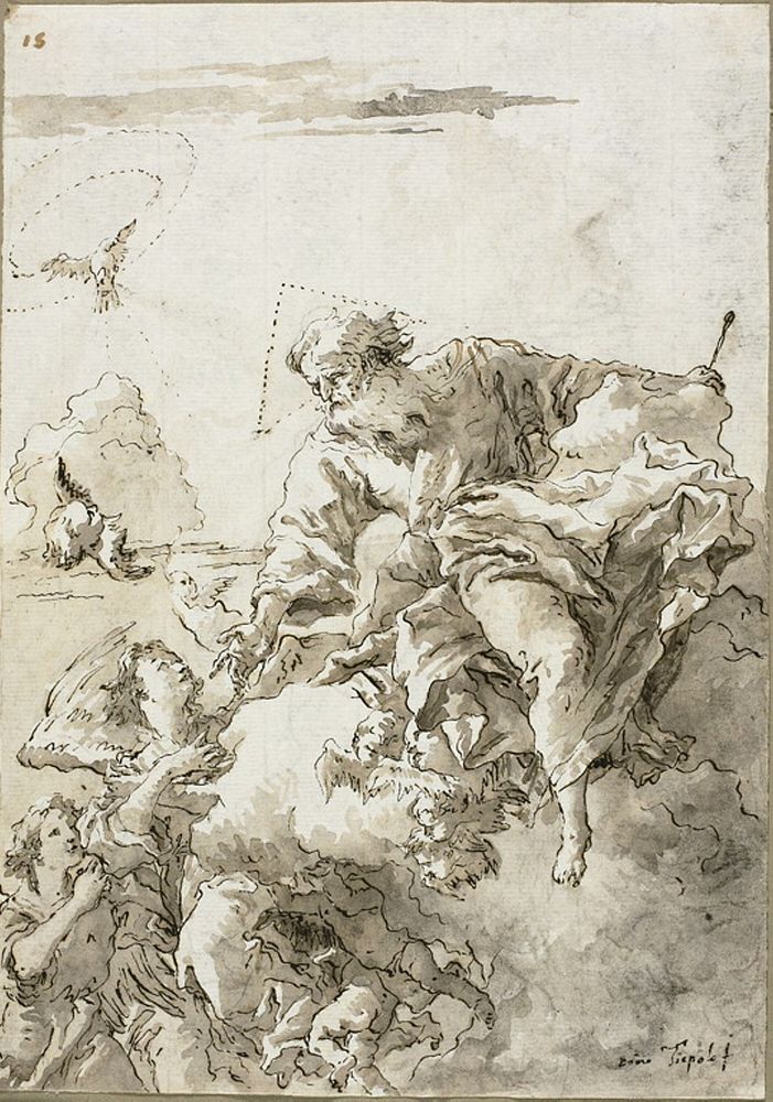 God the Father Supported by Angels in the Clouds, I by Giovanni Domenico Tiepolo