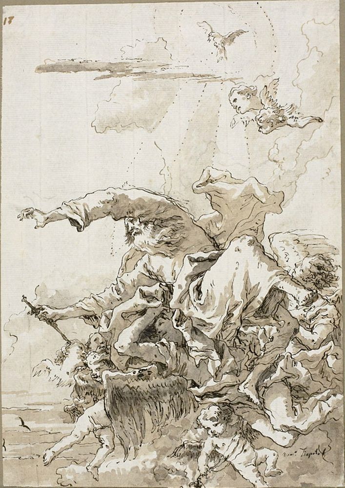 God the Father Supported by Angels in Clouds, II by Giovanni Domenico Tiepolo