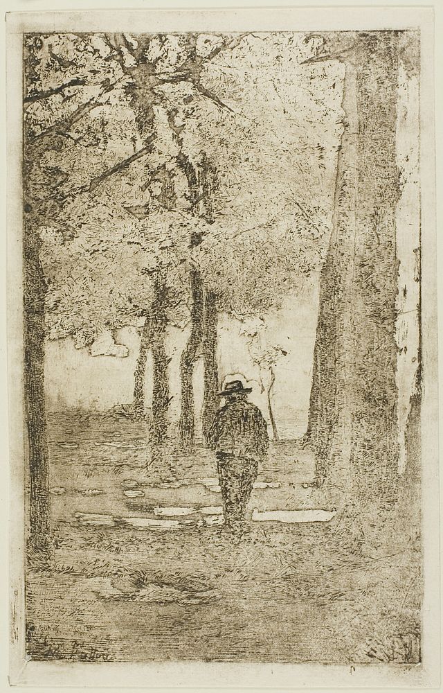 Wooded Walk with Figure by Giovanni Fattori