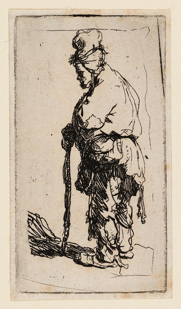 Beggar Leaning on a Stick, Facing Left by Rembrandt van Rijn