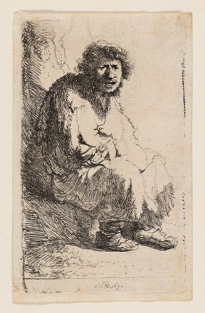 Beggar Seated on a Bank by Rembrandt van Rijn