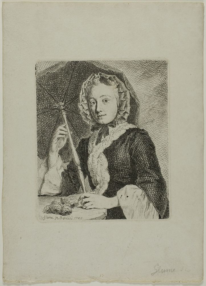 Woman with a Parasol (Mrs. Friedrich Christian Glume, Sister-in-Law of the Artist) by Johann Gottlieb Glume