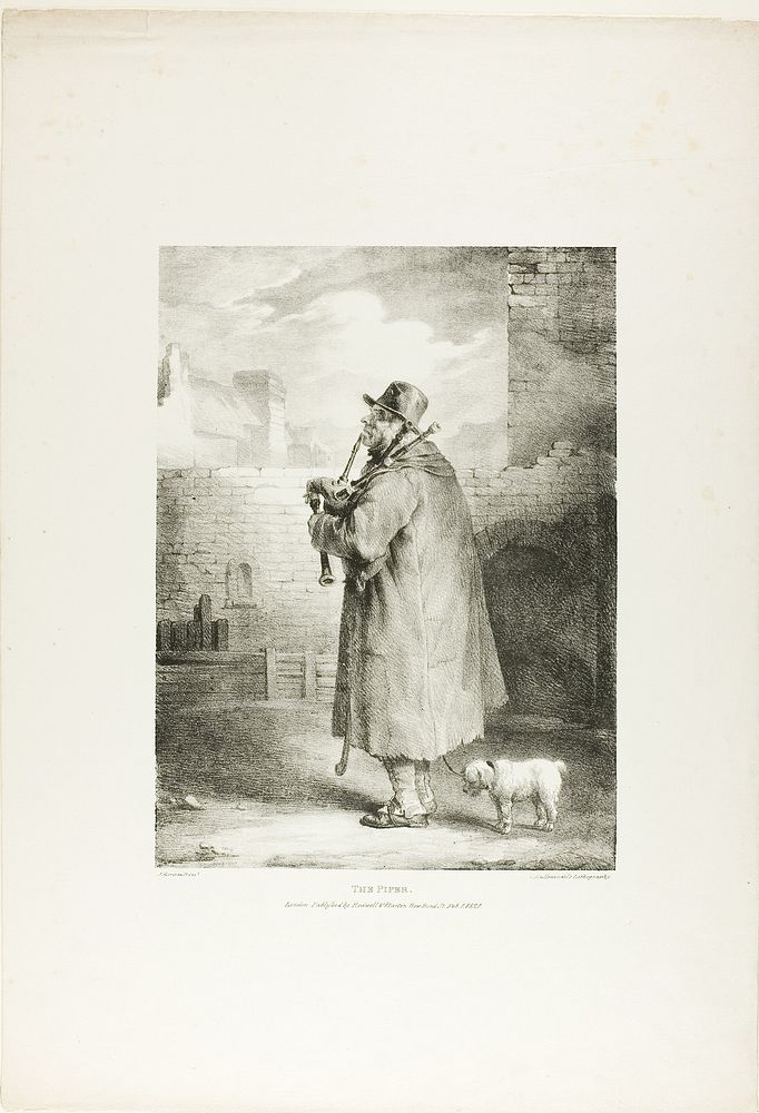 The Piper, plate one from Various Subjects Drawn from Life on Stone by Jean Louis André Théodore Géricault