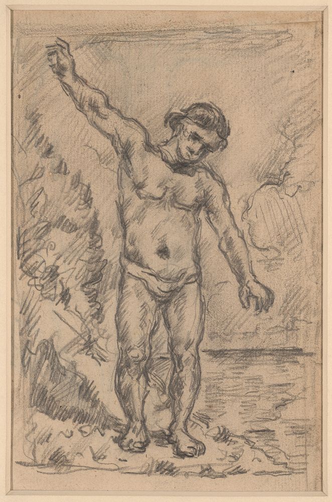 Bather With Outstretched Arms (recto); Study of a Tree (verso) by Paul Cezanne