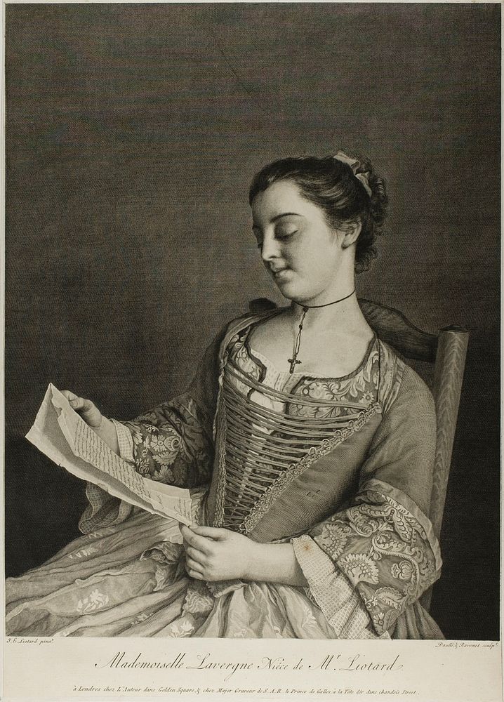 Mlle. Lavergne, Niece of Mr. Liotard by Daullé