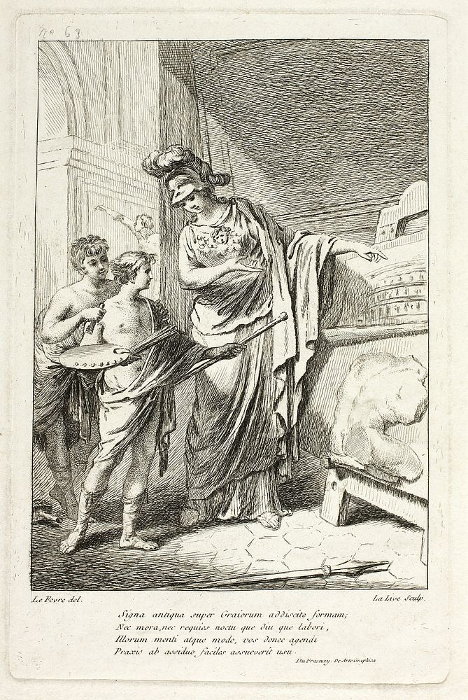 Minerva Teaching a Young Artist, illustration for the Catalogue historique du Cabinet by Mariette by Ange Laurent de Lalive…