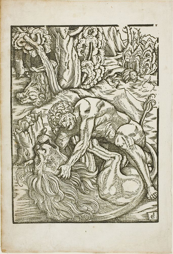 Hercules Strangling the Nemean Lion, from the Labors of Hercules by Gabriel Salmon