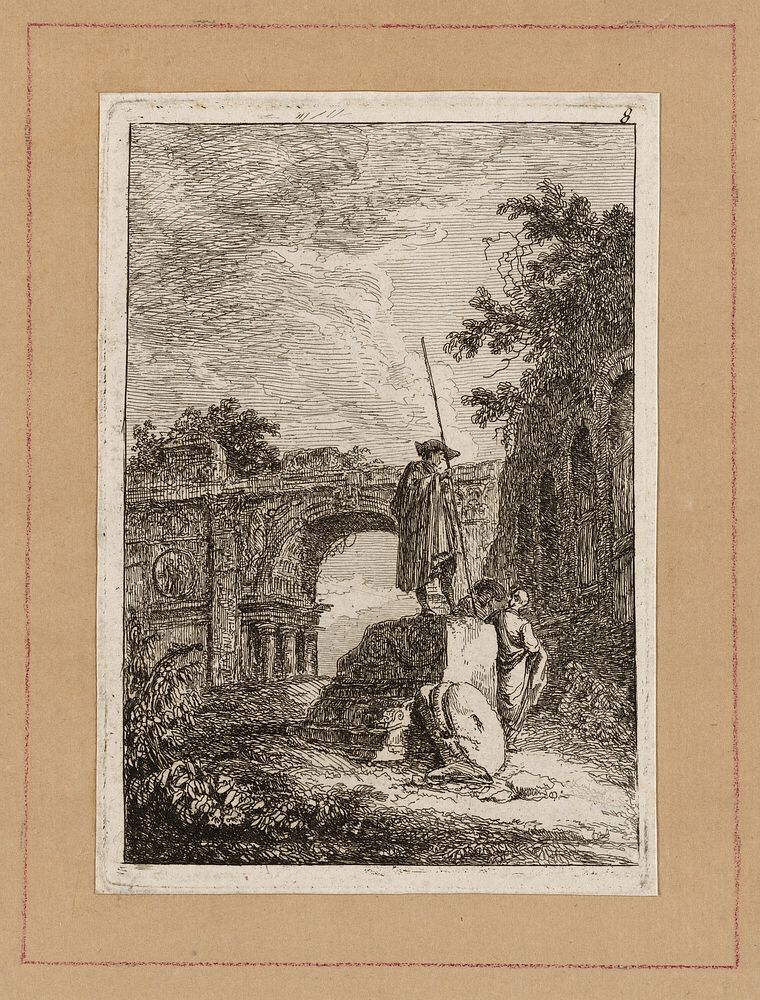 Plate Eight from Evenings in Rome by Hubert Robert