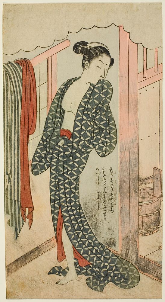 Woman in a Bathhouse by Suzuki Harunobu
