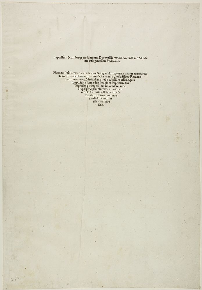 Colophon, from the Large Passion by Albrecht Dürer
