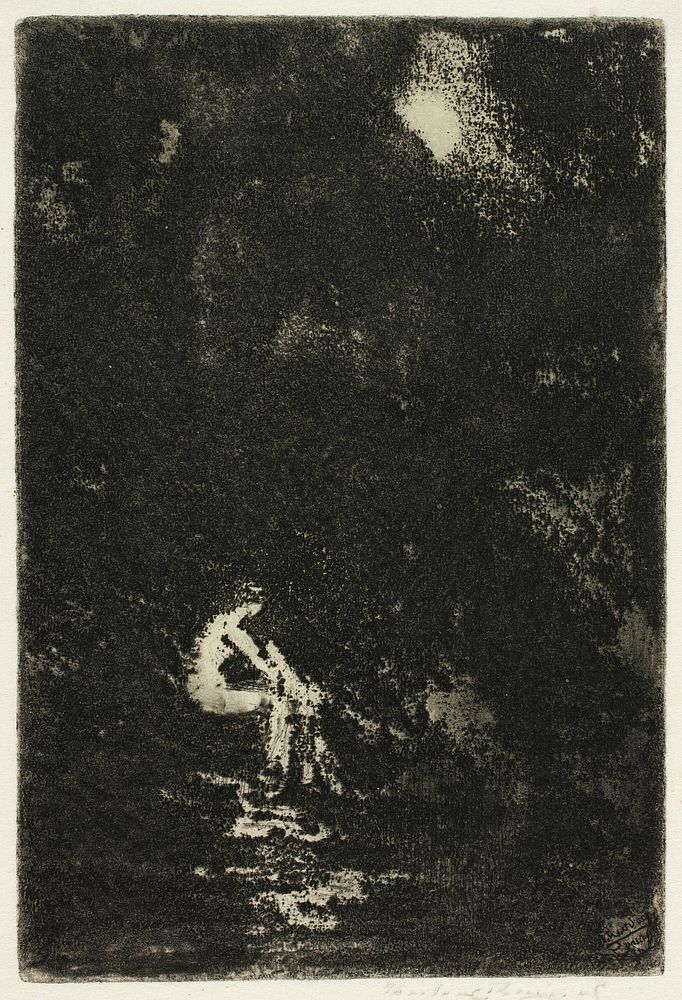 A Nymph Bathing, Moonlight by Theodore Roussel
