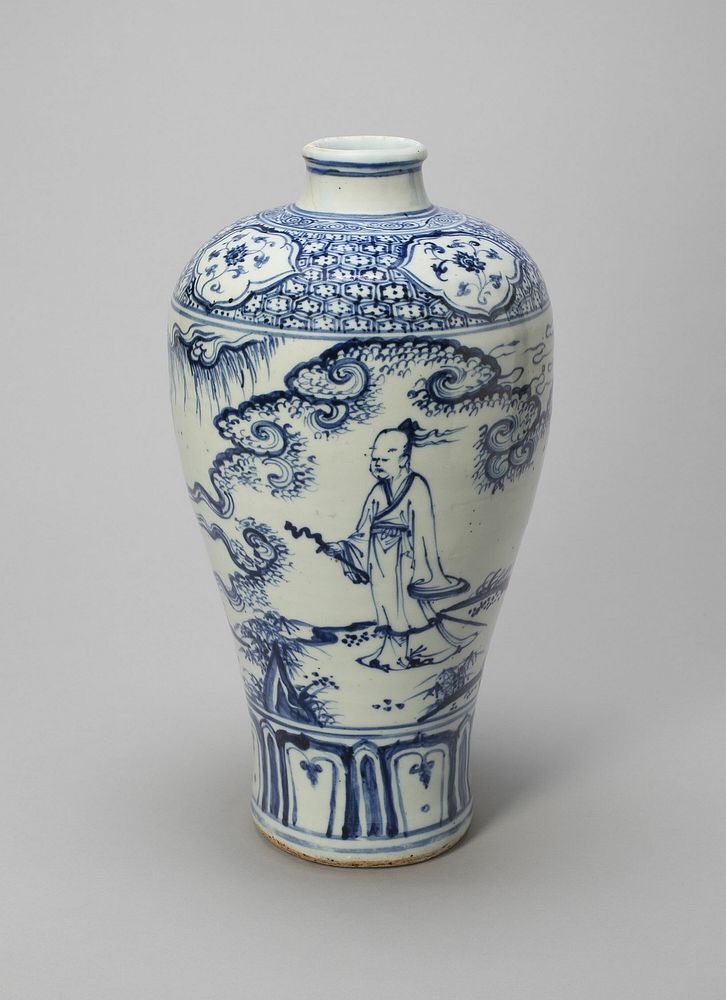 Elongated Bottle-Vase (Meiping) with a Scholar-Gentleman and Attendant