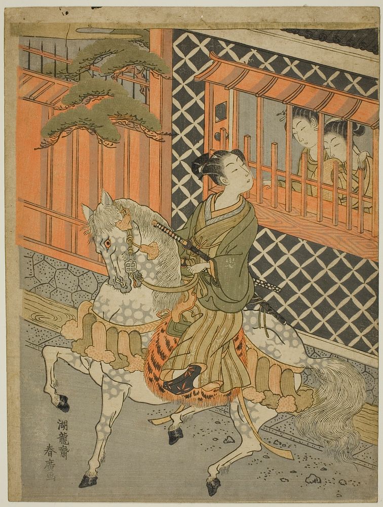 Young Samurai on Horseback by Isoda Koryusai