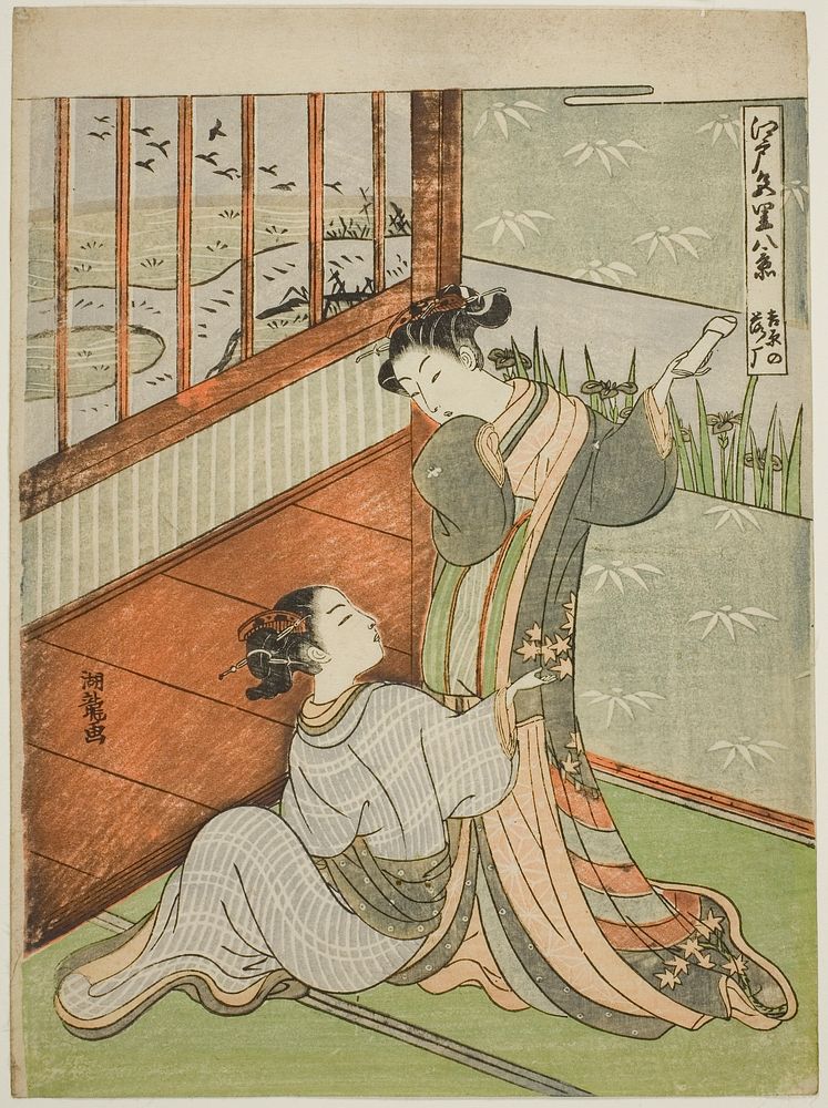 Geese Descending at Yoshiwara (Yoshiwara no rakugan), from the series "Eight Views of the Edo Pleasure Quarters (Edo irozato…