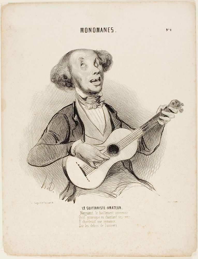The Amateur Guitarist. Defying everyone's yawns, As he sings his puny verse, He would sing a parlor-song, On the ruins of…