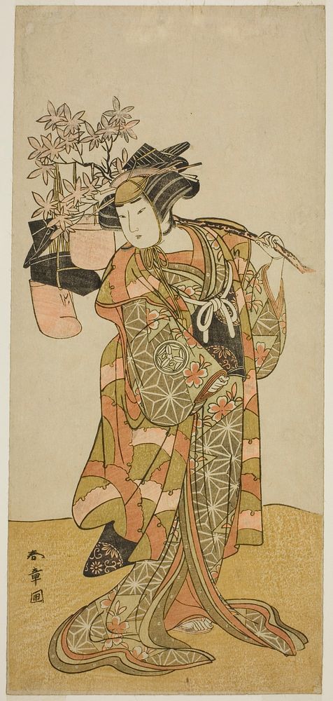 The Actor Yamashita Kinsaku II as Odai, an Eboshi (Hat) Seller, in the Play Hana-zumo Genji Hiiki, Performed at the Nakamura…