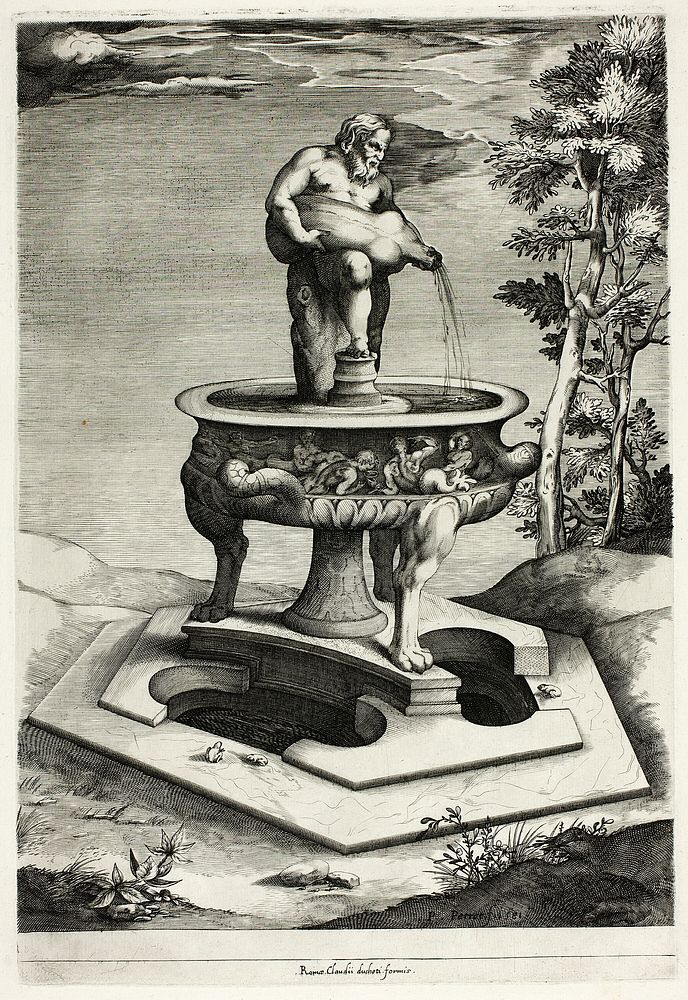 Fountain with Silenus in the Garden of the Cesi Palace near Rome by Pieter Perret