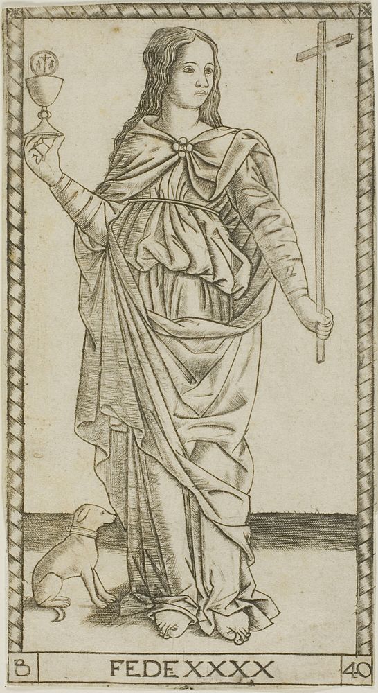 Faith, plate 40 from Genii and Virtues by Master of the S-Series Tarocchi