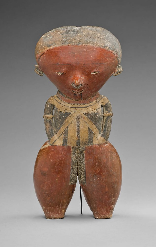 Polychrome Standing Figure with Exaggerated Head and Hips by Chinesco