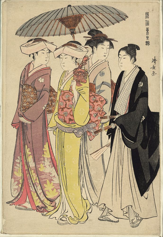 A Lady with Three Servants, from the series "A Brocade of Eastern Manners (Fuzoku Azuma no nishiki)" by Torii Kiyonaga