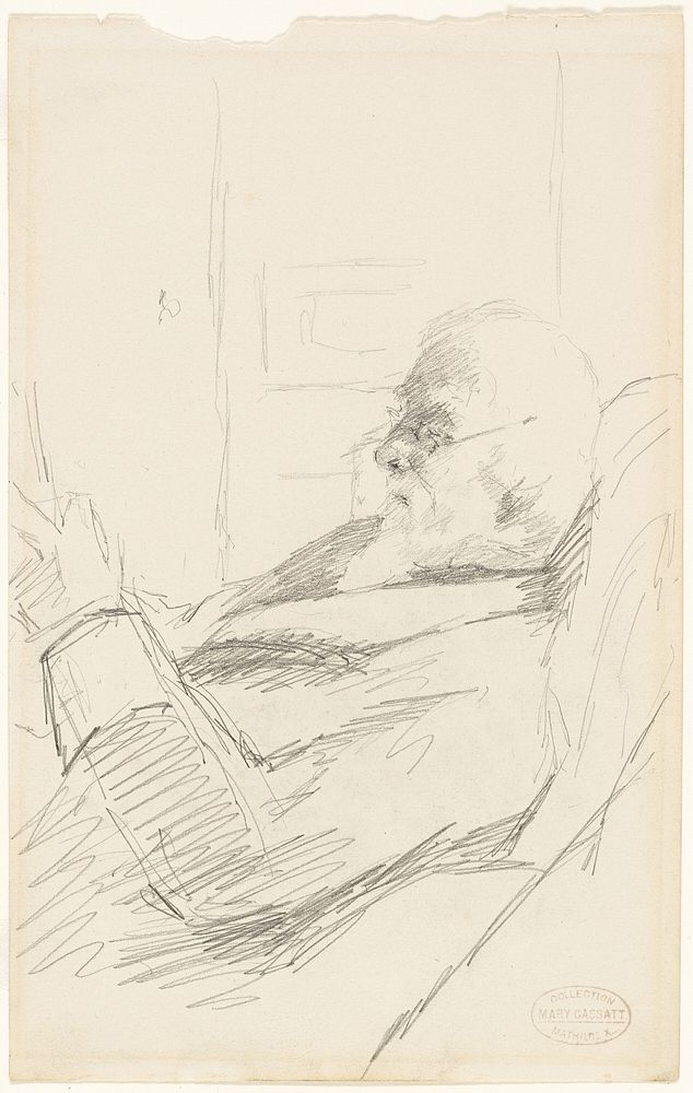 The Artist's Father Reading by Mary Cassatt