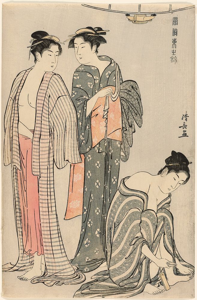 Three Women after a Bath, from the series "A Brocade of Eastern Manners (Fuzoku Azuma no nishiki)" by Torii Kiyonaga