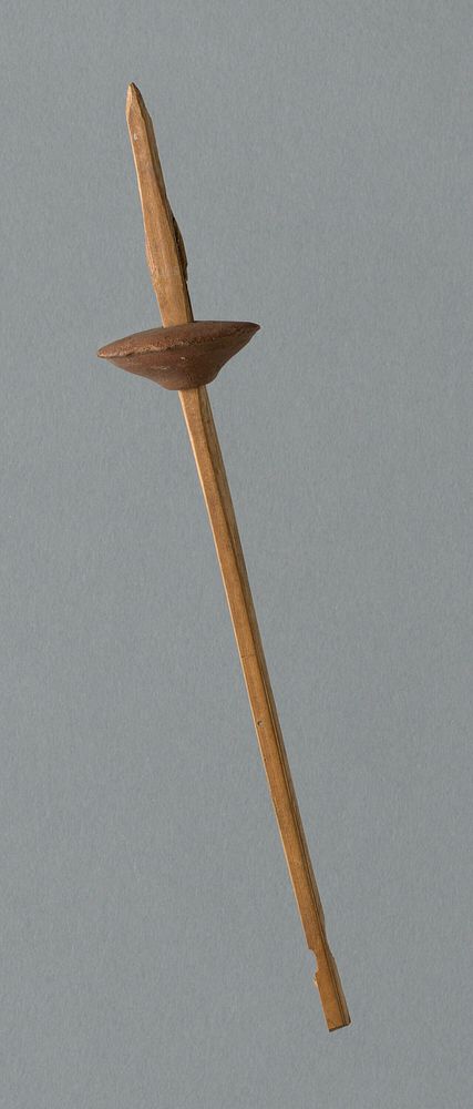 Wooden Spindle with Ceramic Whorl