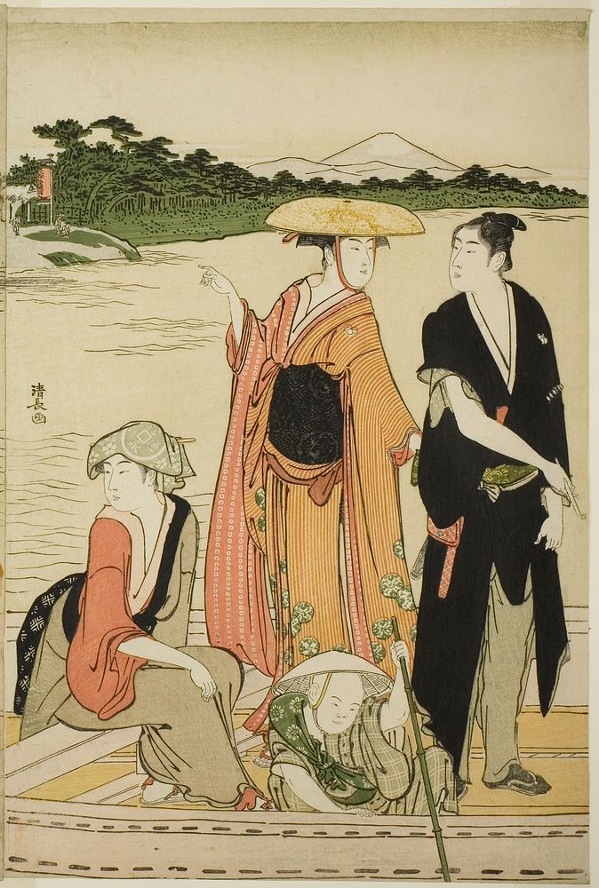 Ferry on the Rokugo River by Torii Kiyonaga