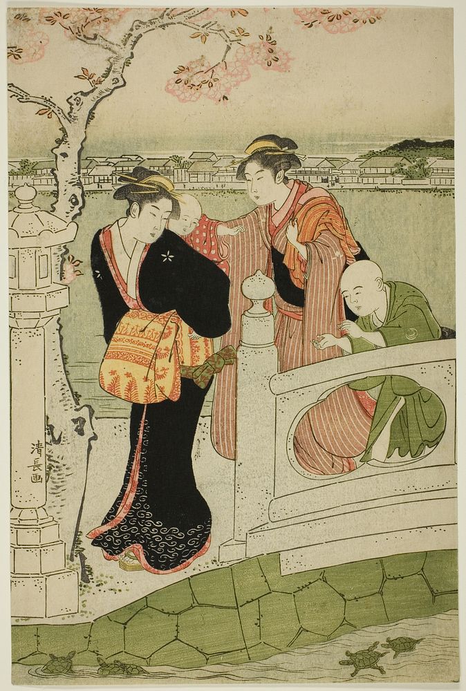 Women and Children on the Causeway at Shinobazu Pond by Torii Kiyonaga