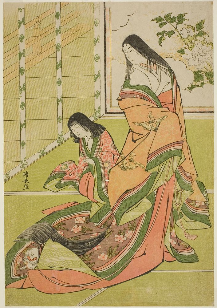 The Third Princess and Her Kitten, from an untitled series of court ladies by Torii Kiyonaga