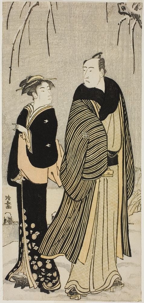 The Actor Matsumoto Koshiro IV and a geisha, from an untitled series of prints showing Actors in private life by Torii…