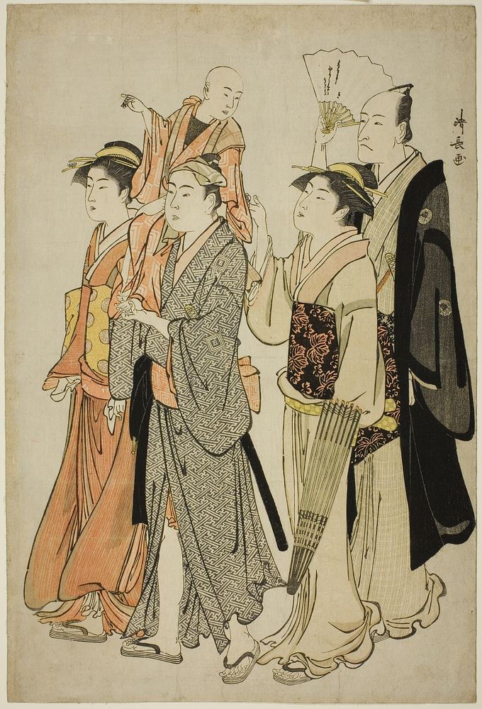 The Actor Ichikawa Danjuro V and his family, from an untitled series of four prints showing Actors in private life by Torii…