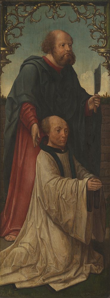 Saint Matthias (?) and a Donor; Saint Andrew (reverse) by Workshop of Jacob Cornelisz. van Oostsanen