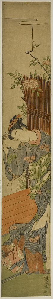 Young Woman with Pet Monkey by Isoda Koryusai