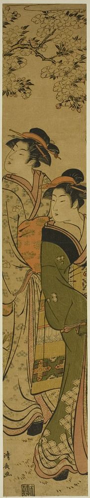 Two Geisha Walking under a Cherry Tree by Torii Kiyonaga