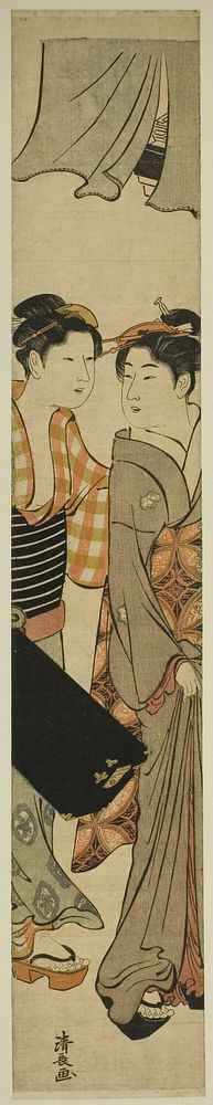 Geisha and Her Maid Carrying a Shamisen Box by Torii Kiyonaga