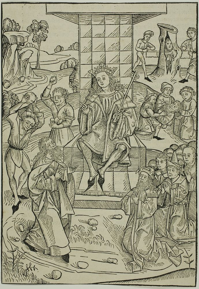 The Stoning of Zacharias and Isaias, page 9 from the Treasury (Schatzbehalter) by Michel Wolgemut